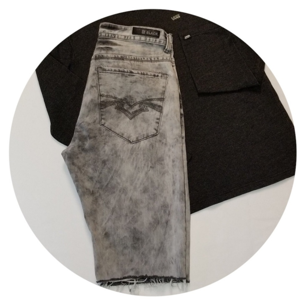 Cj Black Acid Wash Cut Off Jean Shorts Grey Black